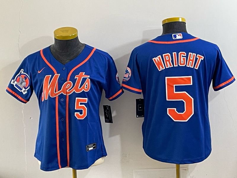 Youth New York Mets 5 Wright blue 2025 MLB Nike jersey 002